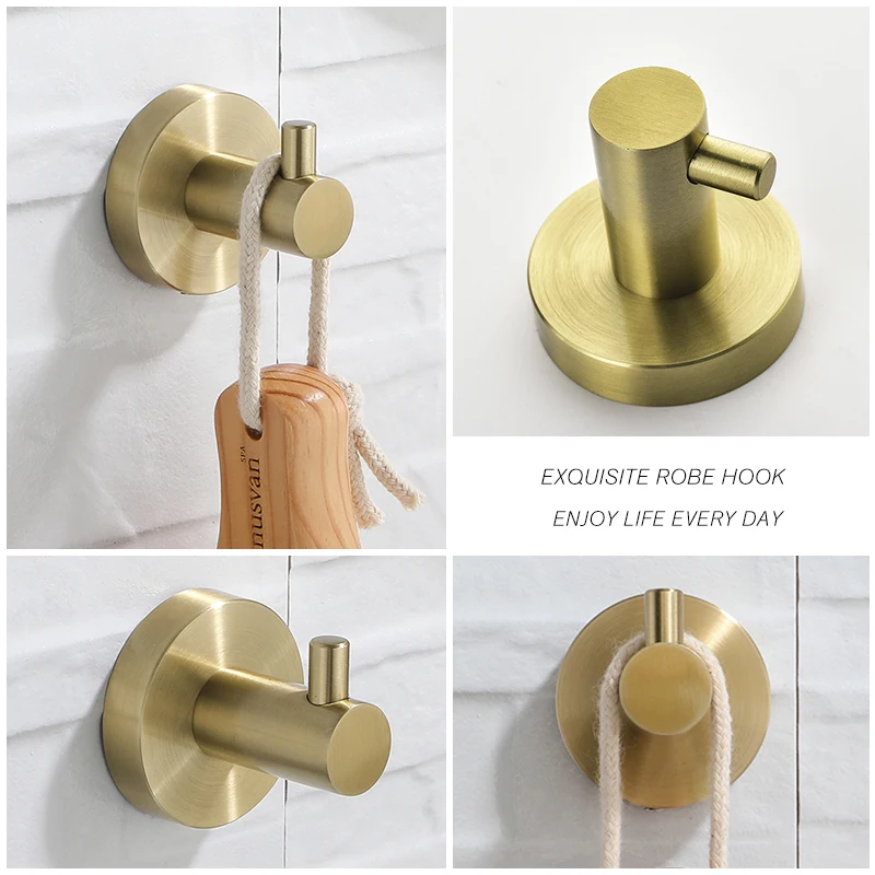 Stainless Steel Towel Robe Coat Hat Door Hanger Wall Mount Robe Hook Cloths Hooks Black Chrome Brushed Gold Nickel Rose Gold