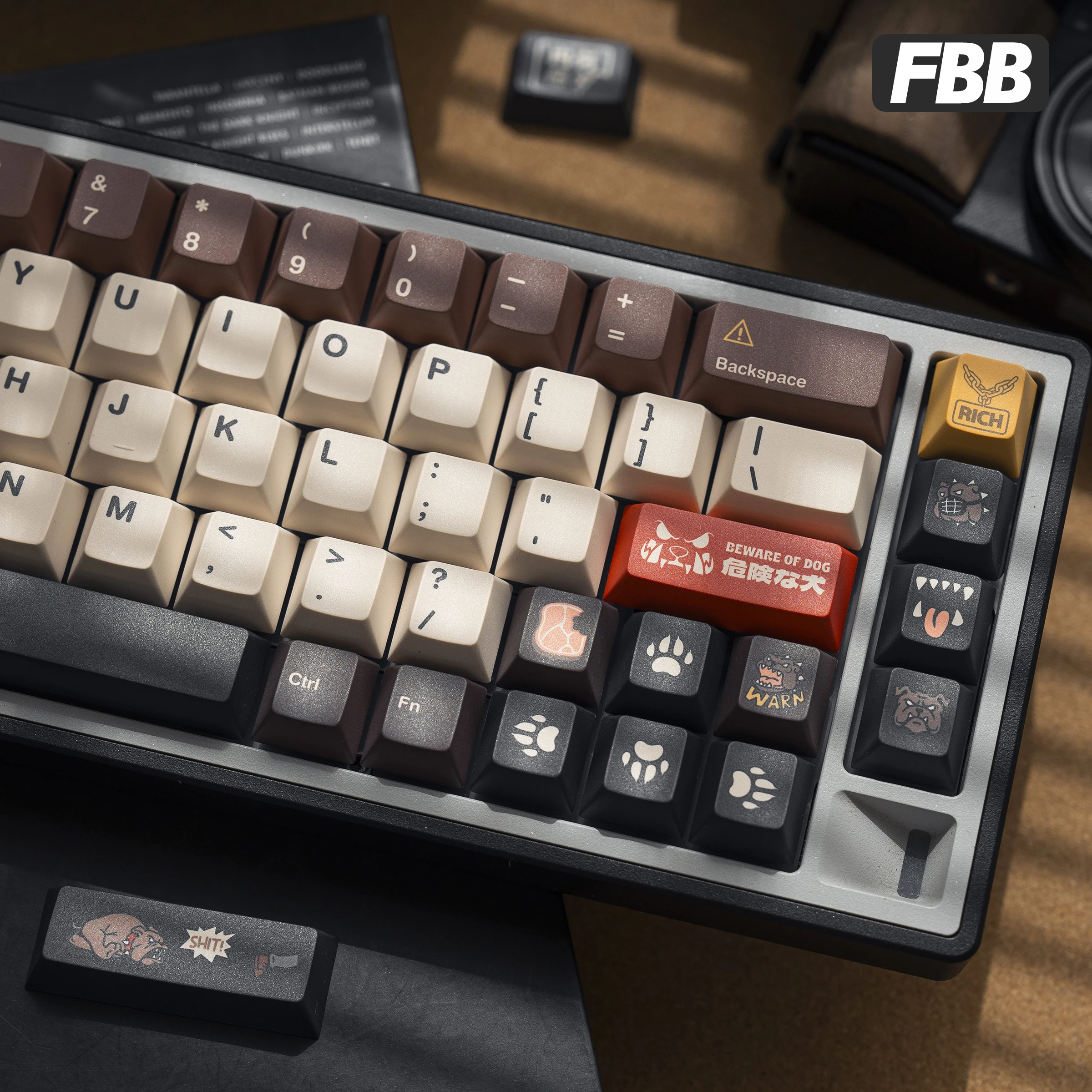 

Колпачки для клавиш FBB «Остерегайтесь собачьим комиксов» из ПБТ для Cherry, механическая клавиатура, колпачки для клавиш для игровых офисных ноутбуков, аксессуары 1,7 мм