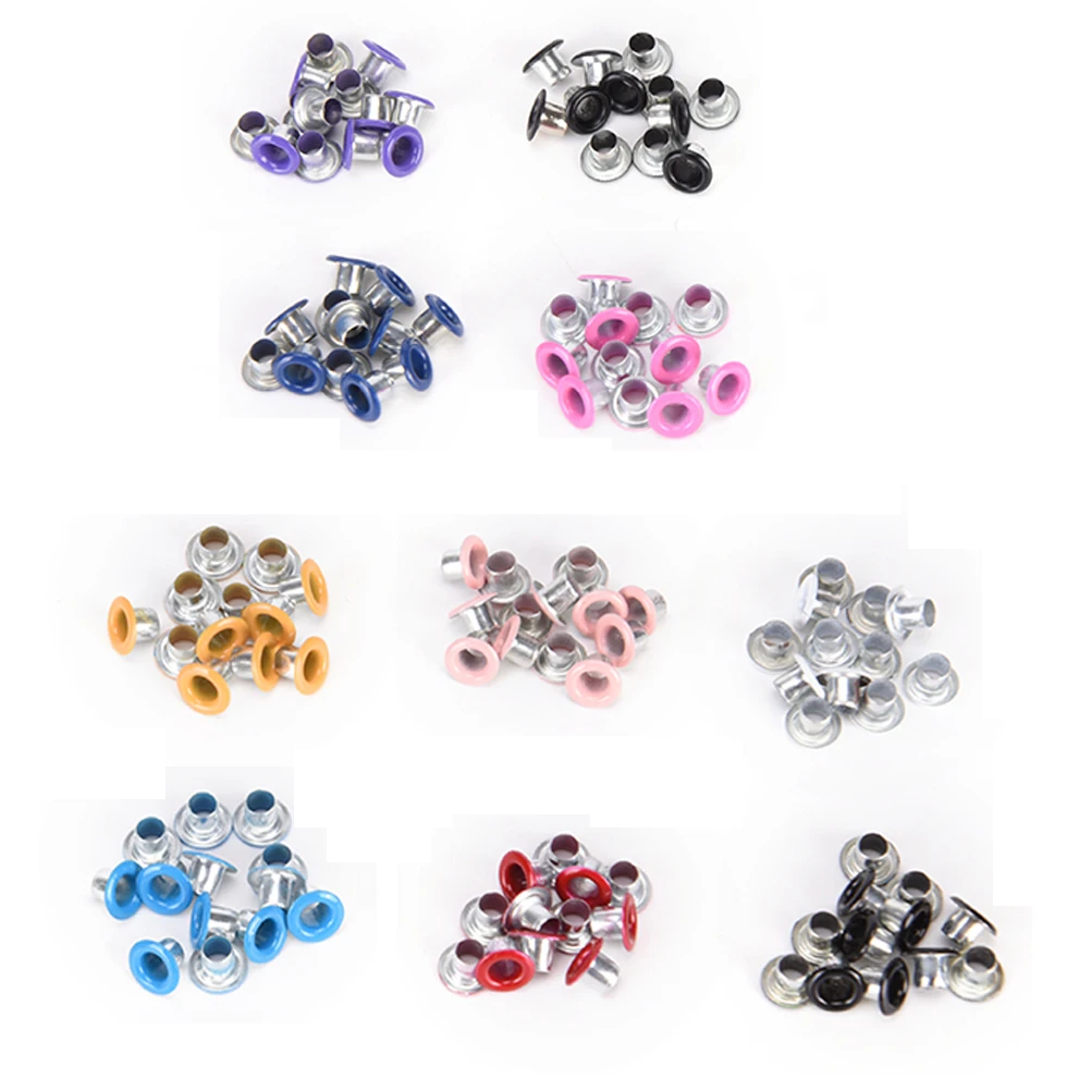 100pcs Hole Metal Eyelets For DIY Leathercraft Scrapbooking Shoes Belt Cap Bag Tags Clothes Accessories Fashion 3.0mm