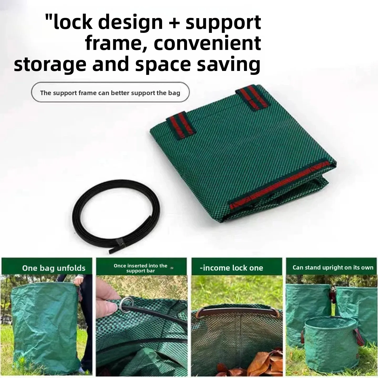 Waterproof Large Capacity Garden Leaf Bag, Folding Outdoor Gardening Bag for Leaves Weeds & Garbage Collection