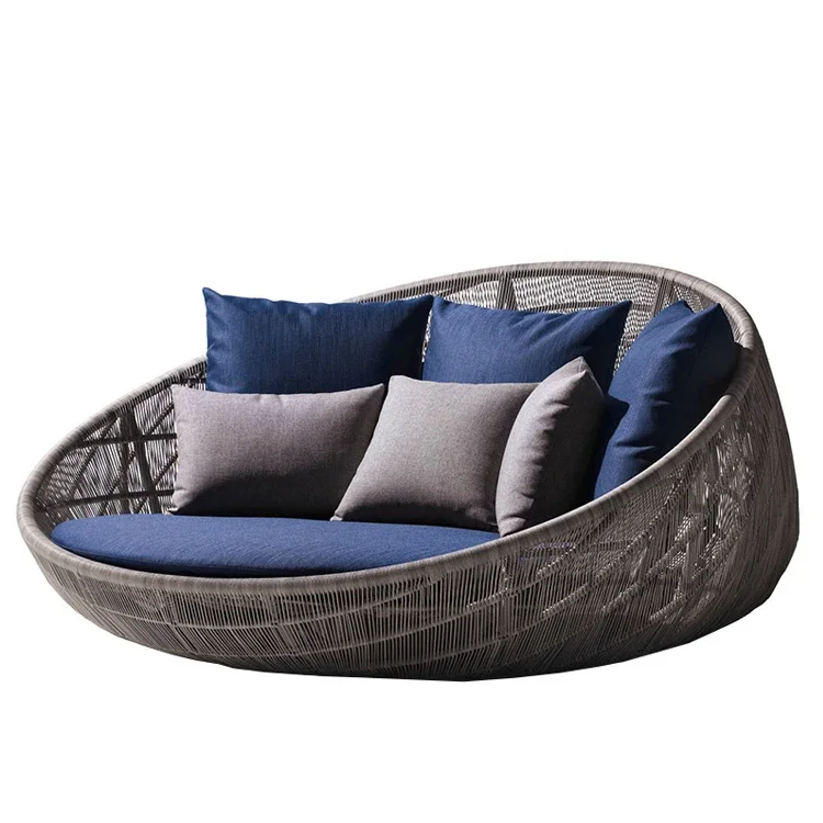 Cushion Combination High Quality Sectional Outdoor Rattan Lounger Sofa Beds Sunbed Outdoor Furniture Bed Rattan