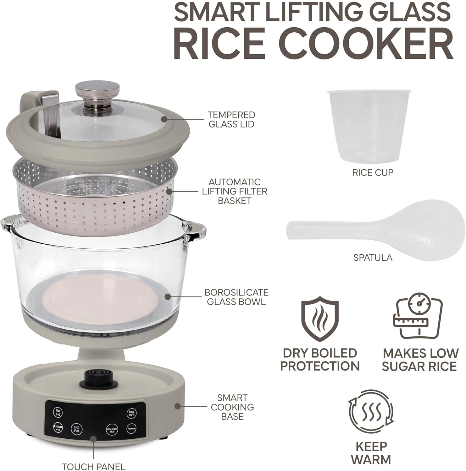 Intelligent Domestic Electric Rice Cooker 3L Lifting Sugar Removal Rice Cooker with Low Steamer Low Carb Sugar Rice Cooker