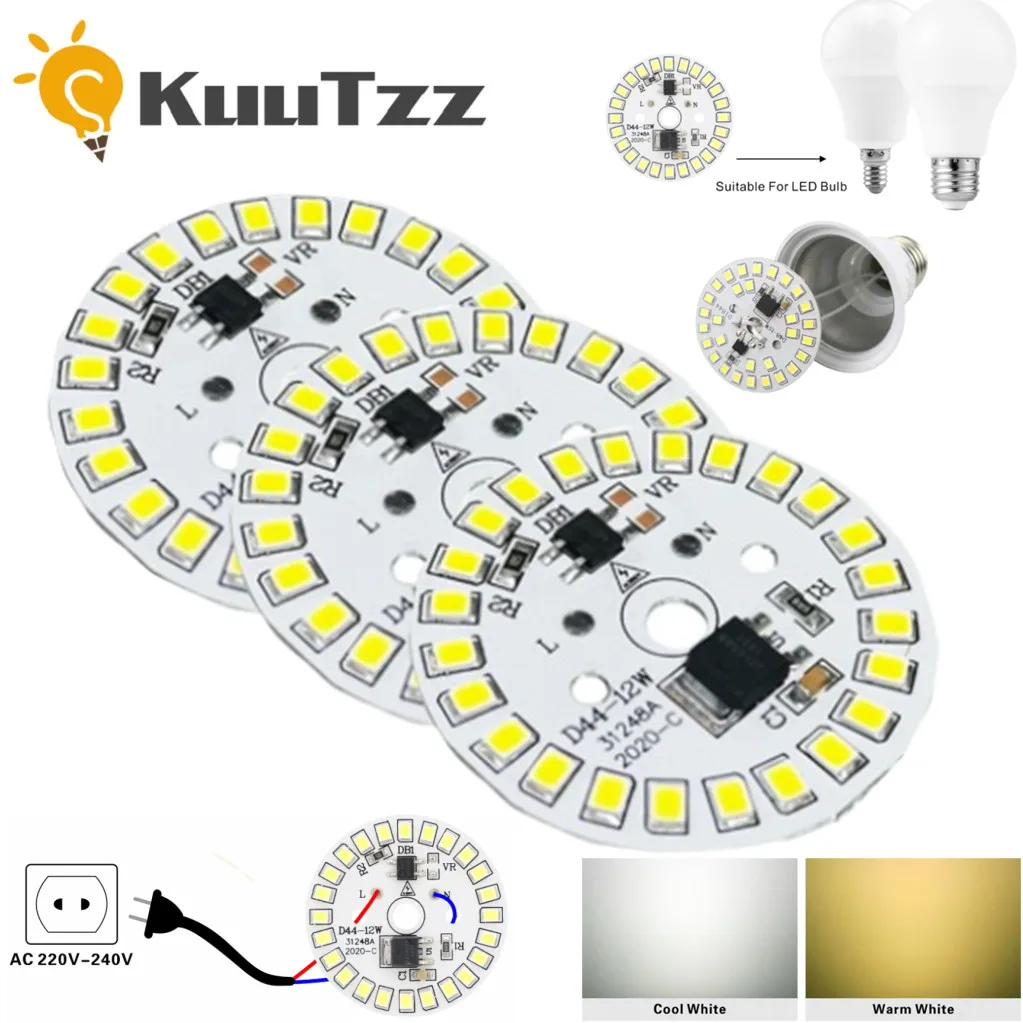 Chip led para lâmpada 3w 5w 7 9 12 15 smd 2835 led lâmpada redonda chip contas de luz ac 220v-240v iluminação holofote lâmpada chip