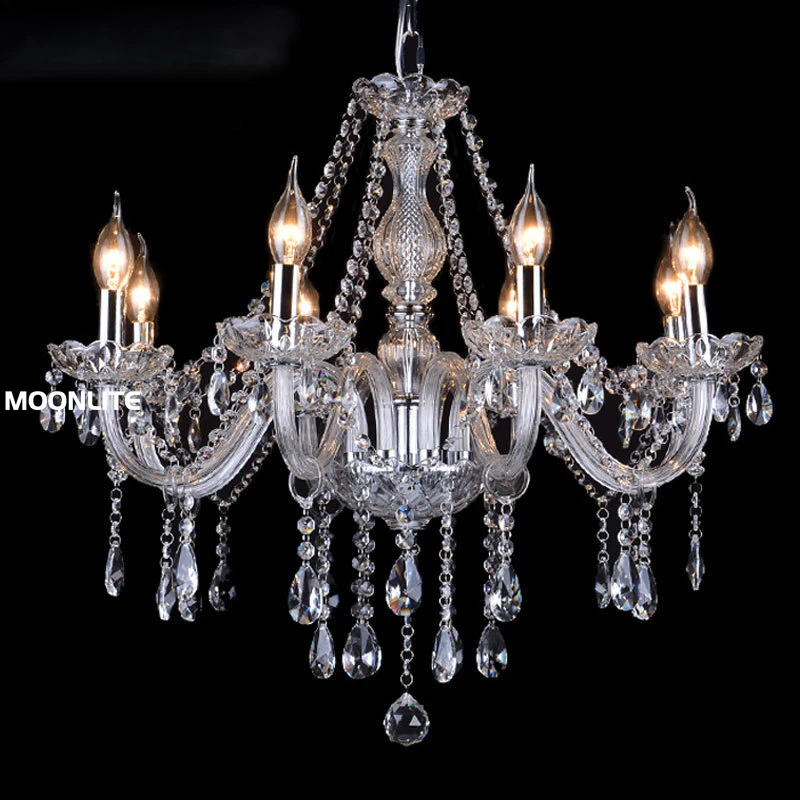 European Cognac  Amber  Clear  Anthracite  Gold  White Crystal Chandelier for Living Room Bedroom Hotel Candle Chandelier