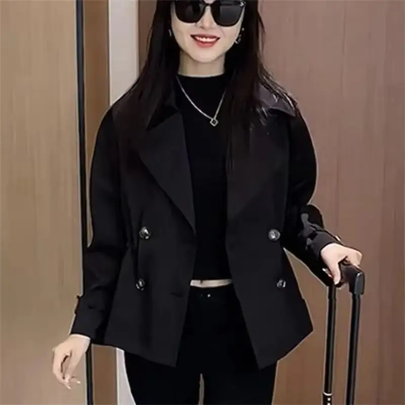 

Korean Autumn Long Sleeved Windbreaker Jacket Female 2025 New Fashion Women Loose Short Solid Color Tops Coat Ladies Outwear