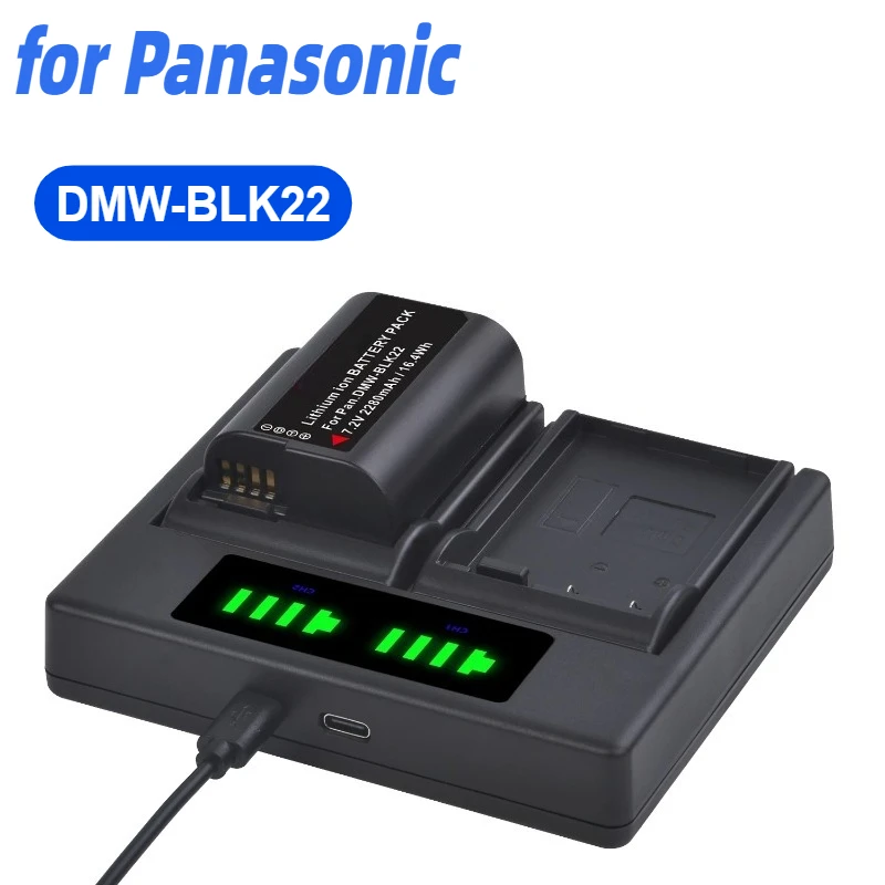 

DMW-BLK22 DMW BLK22 Battery+LED Dual Charger for Panasonic LUMIX DC-S5 DC-S5K Cameras