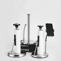 3 in 1 Paper Towel Holder Paper Towel Dispenser Fashion with Spray Bottle with Phone Stand Kitchen Roll Dispenser for Kitchen