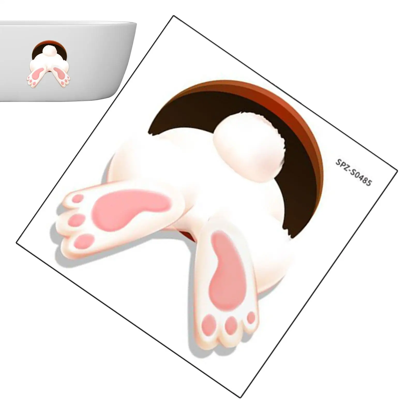 Funny Rabbit Toilet Lid Decorative Wall Sticker 11.8x11.8in Butt Design Toilet Decals Self-adhesive Bathroom Toilet Sticker