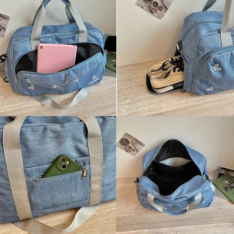 Bow Women's Travel Bags Handbags Gym Shoulder Bags Oxford Fitness Camping Trekking Bags Hiking Waterproof Outdoor Crossbody Bag