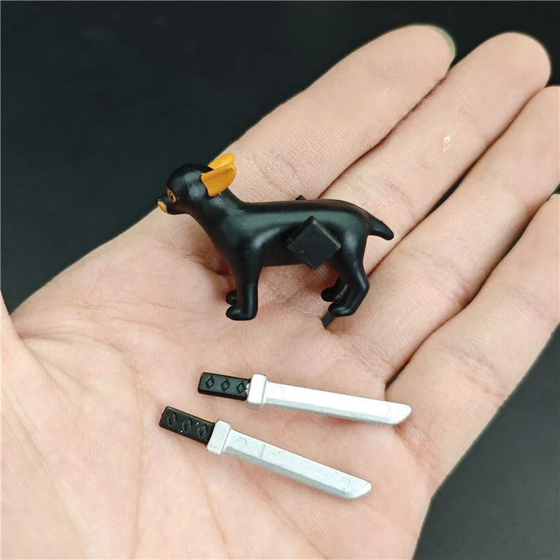 

50 мм смоляная собака ниндзя, фигурки мечей, модель японского воина, щенка, миниатюрное украшение автомобиля, милые подарки
