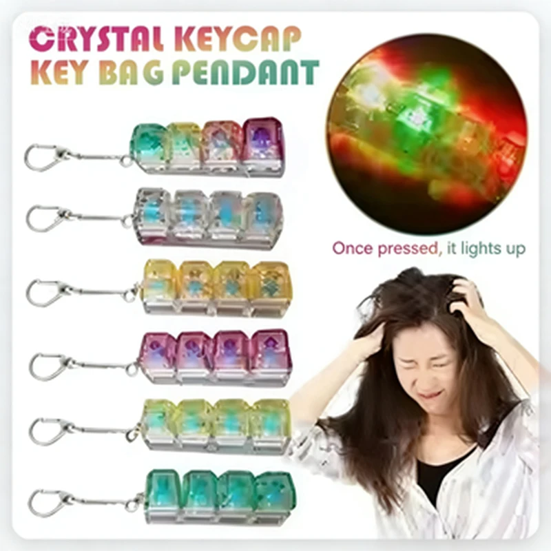 

Crystal Keycap Key Bag Pendant Key Height Decompression Toy Luminous Transparent Shaft Decompression Toy Holiday Gift for Friend