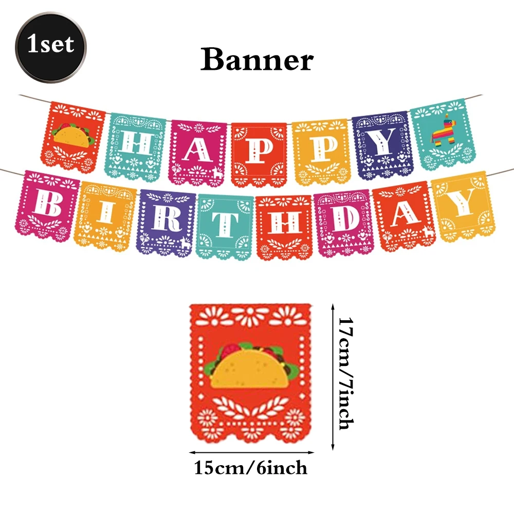 Mexican Fiesta Party  Supplies Plates Cups Tablecloth Banner Cactus Carnival Event Summer Fiesta Taco Bout A Party Decorations view 4
