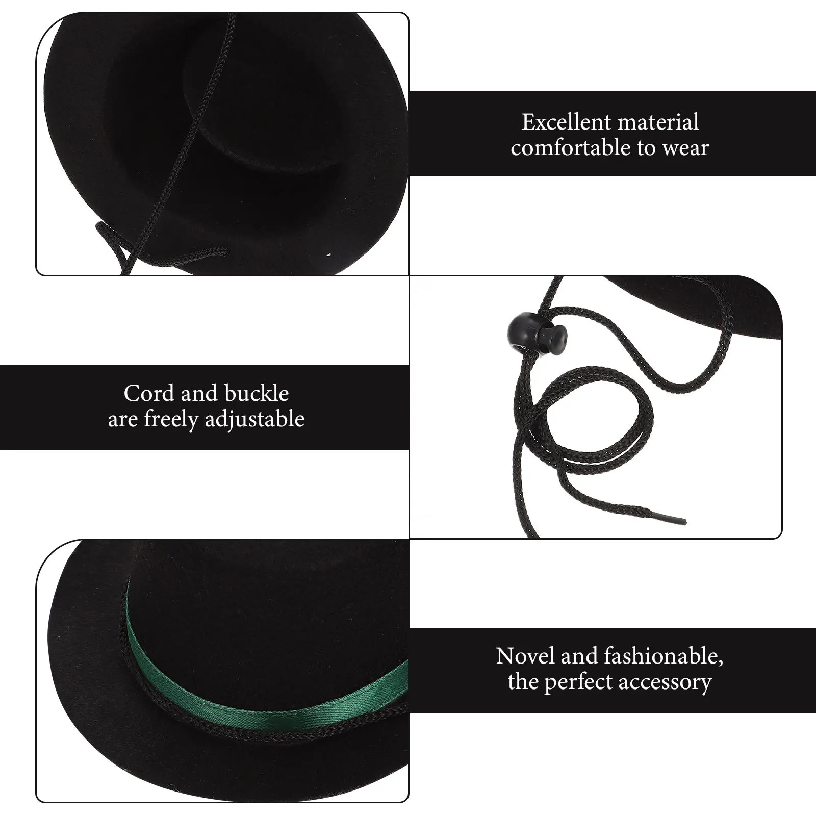 

Lightweight Adjustable Dog Bowler Hat Decorative Puppy Kitten Party Pet Costume Hat Photo Prop Portable Wear Resistant