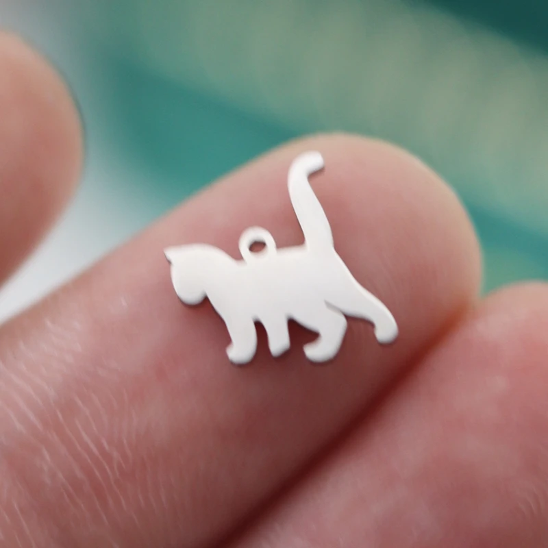 

3pcs Cute Happy Kittens Stainless Steel Pendant Charms for Jewelry Making Bracelets Earrings Craft diy Mini Animal Accessories