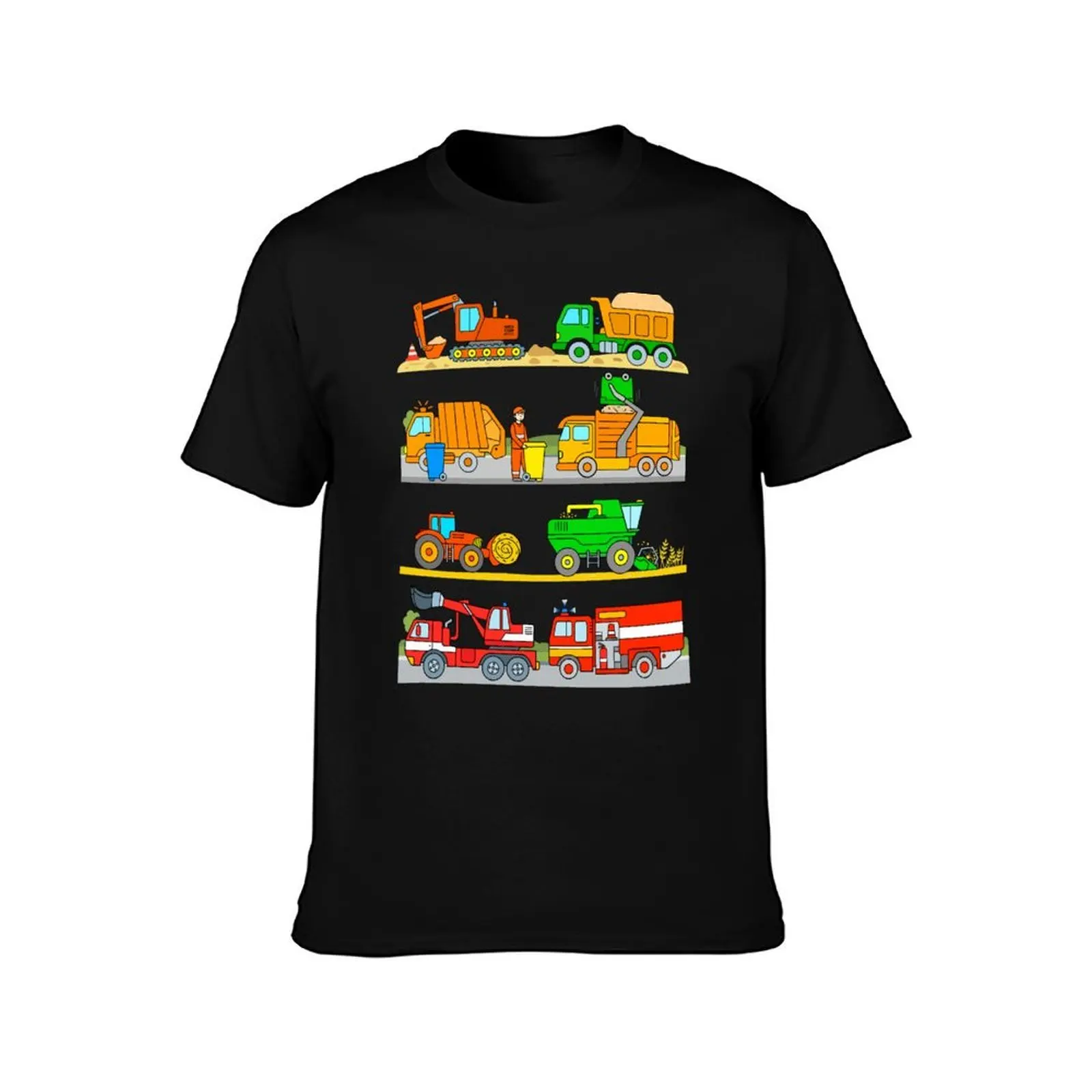 Kids Cars Trucks Vehicles like Firetruck Tractor Garbage Truck Excavator T-Shirt man graphic t shirt T-Shirt