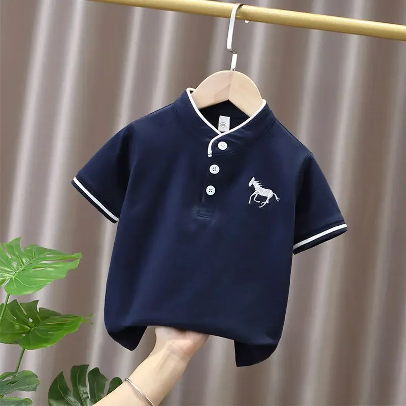 Fashion Kids Boys Polo Shirts Stand Collar Sport Children Boy Summer T Shirt Soft Breathable Cotton Kids Clothes Toddler 7-12y