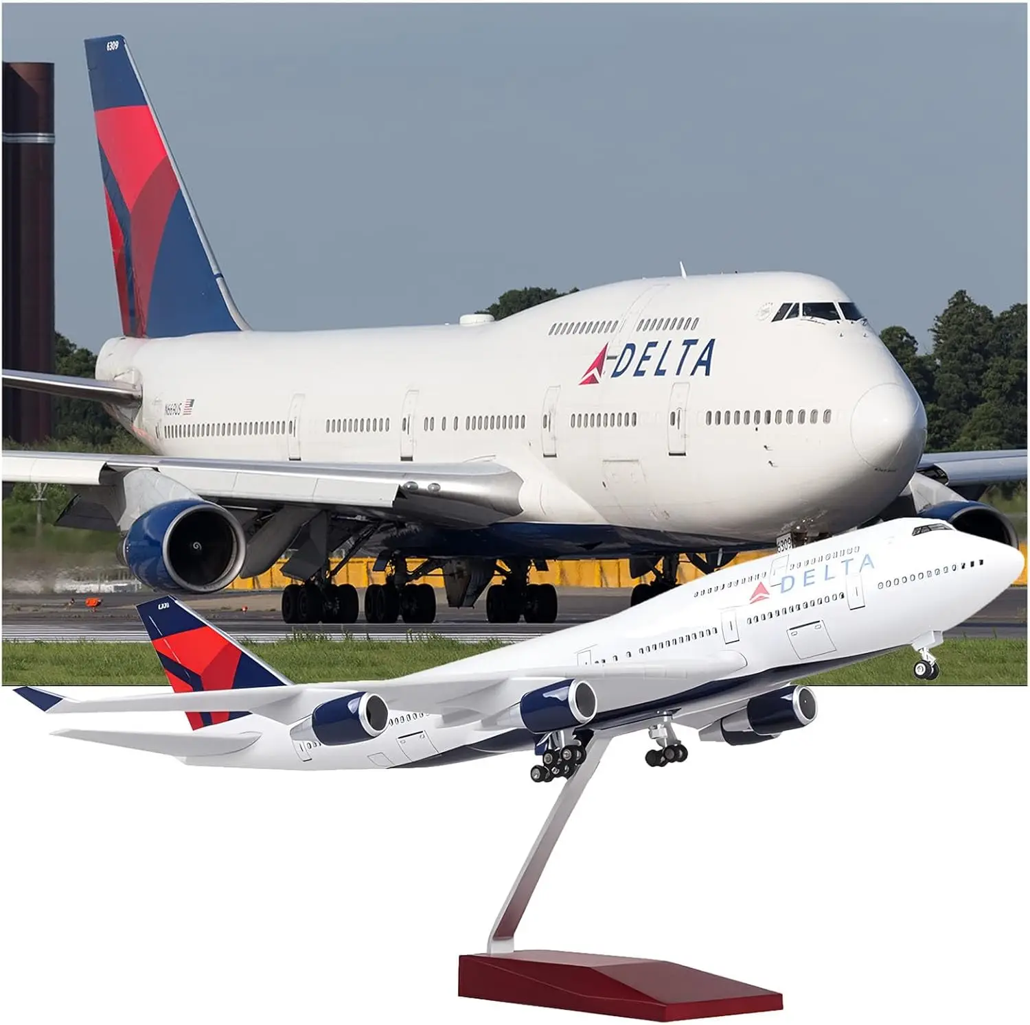 

Toy Airplanes B747 Plane Model Jet Airplane Delta Airways Airplane Diecast Airplane Model for Adults with LED Light (Touch or