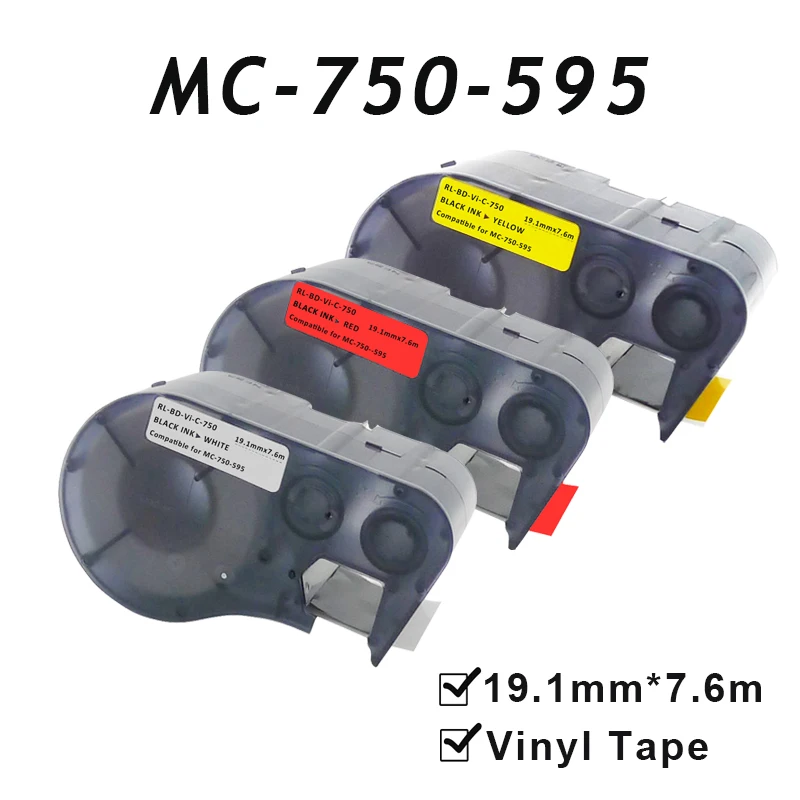 1PCS Multicolor MC-750-595 19.1mmx7.6m Self-adhesive Vinyl Label Compatible BRADY BMP-41 BMP-51 Printer MC 750 595