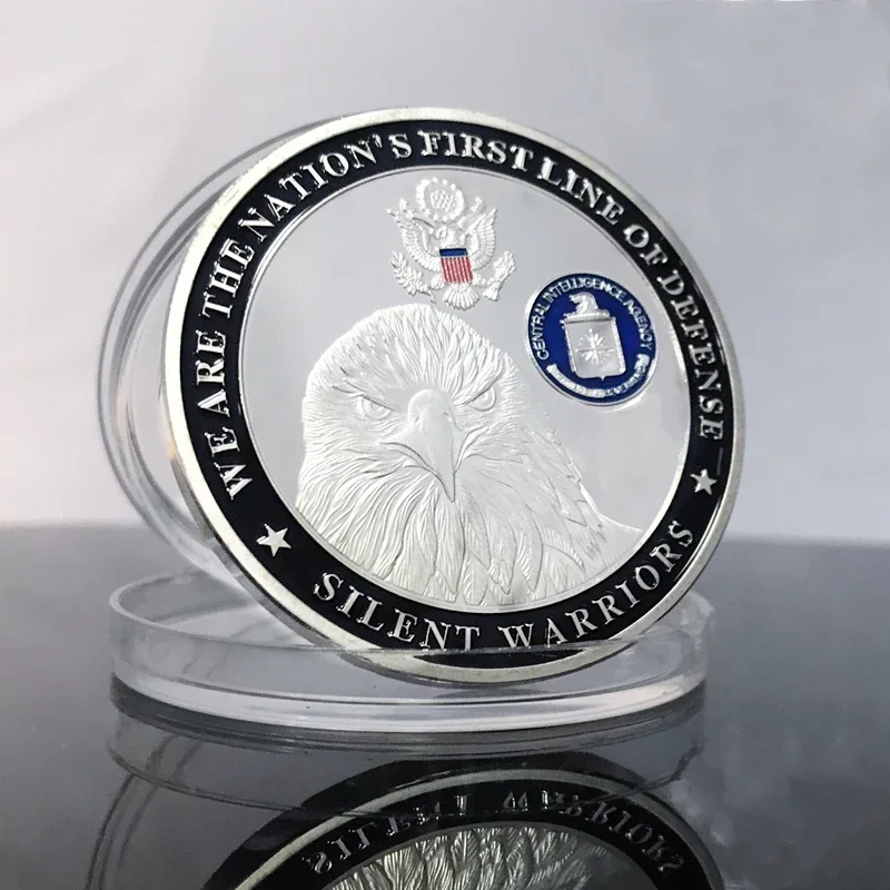 USA CIA CENTRAL INTELLIGENCE AGENCY We Are The Nation's First Line of Defense Silent Warriors Silver Plated Coin Collection Gift