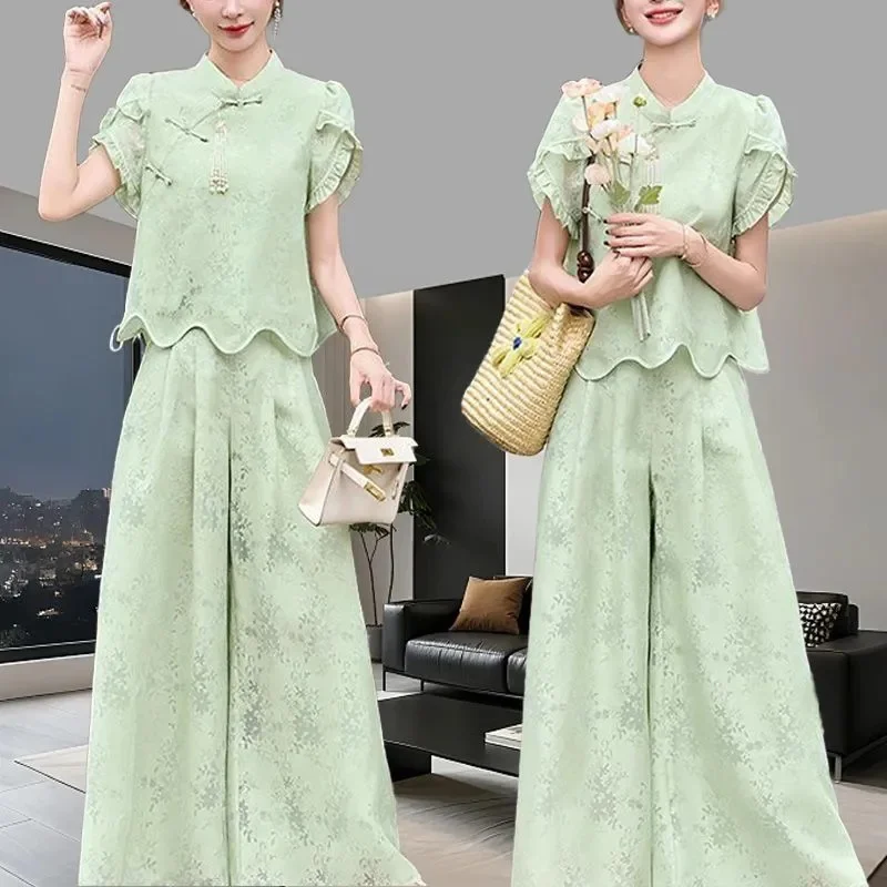 Haut de gamme belle été nouveau Style à la mode minceur et haut élégant tempérament décontracté haut de gamme pantalon deux pièces ensemble à la mode