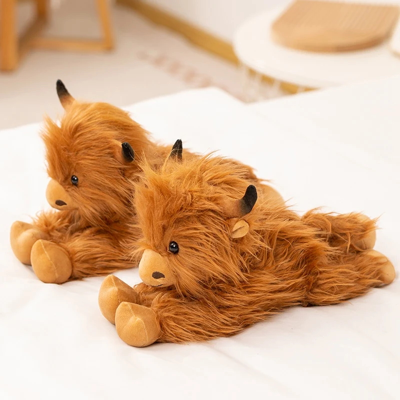 Highland Bull Knuffel Zacht Knuffeldier Pop Geschenken Gevoelige Positie Kawaii Vee Knuffelkussen Bankkussen Voor Thuis Decors
