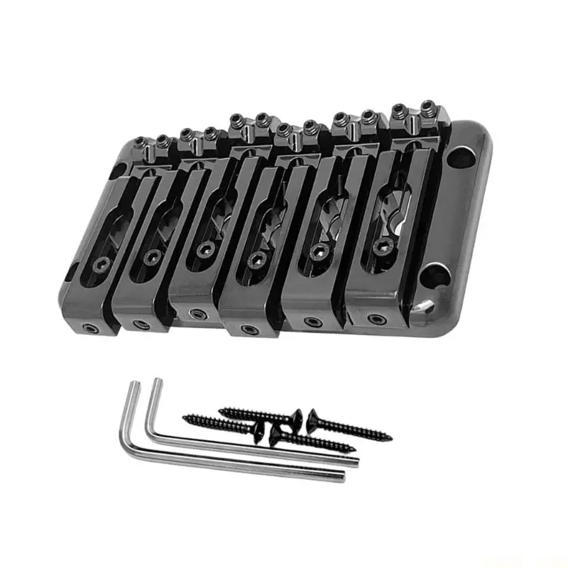 U2JB Metal 6 String Bass Bridge Assembly with 6 Individual Saddles for Custom Build