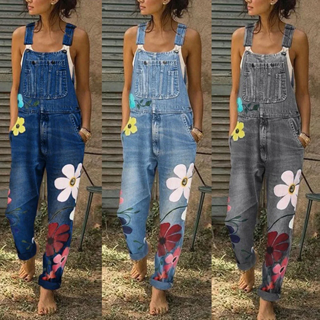 Denim Sexy Pants Rompers Fashion Pants Women's Bib Long Bib Jumpsuits Women's Jeans Parachute Pants Streetwear Harem Pants