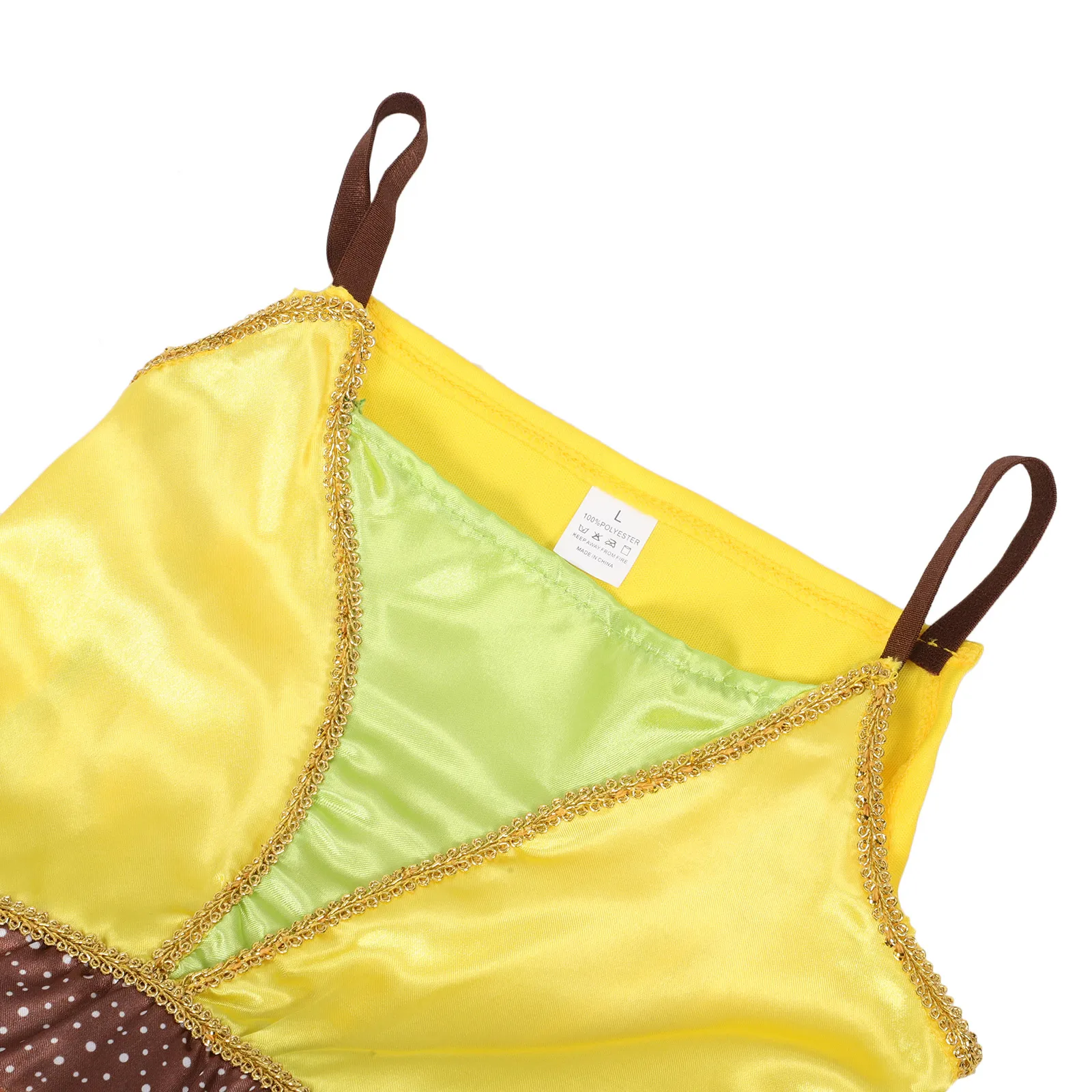 해바라기 테마 드레스 세트 내구성 파티 스커트 무대 공연 키즈 드레스 세트 의상 노란색 의상 생일