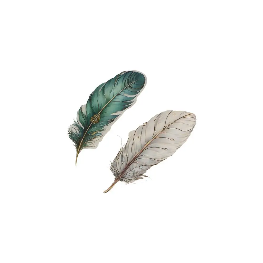 PET Feather Stamping Sticker Retro Waterproof Handbook Sticker Gilded Feather Glass Sticker DIY Decoration Sticker Craft Lovers