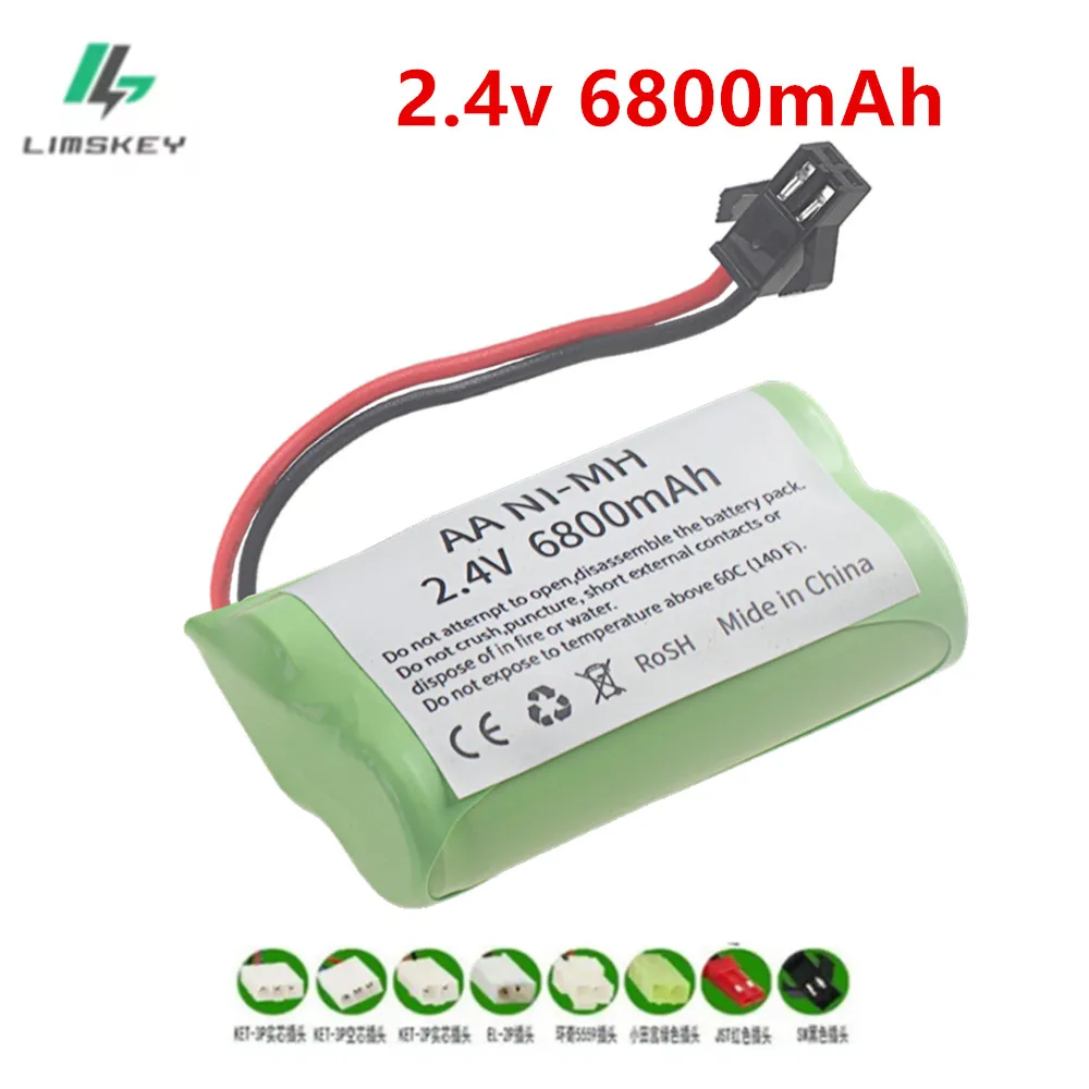 2.4 فولت 6800 مللي أمبير NiMH بطارية SM/JST/Tamiya ل Rc لعب سيارة خزان قطار روبوت قارب بندقية ni-mh AA 2.4 فولت 2400 مللي أمبير بطارية قابلة للشحن
