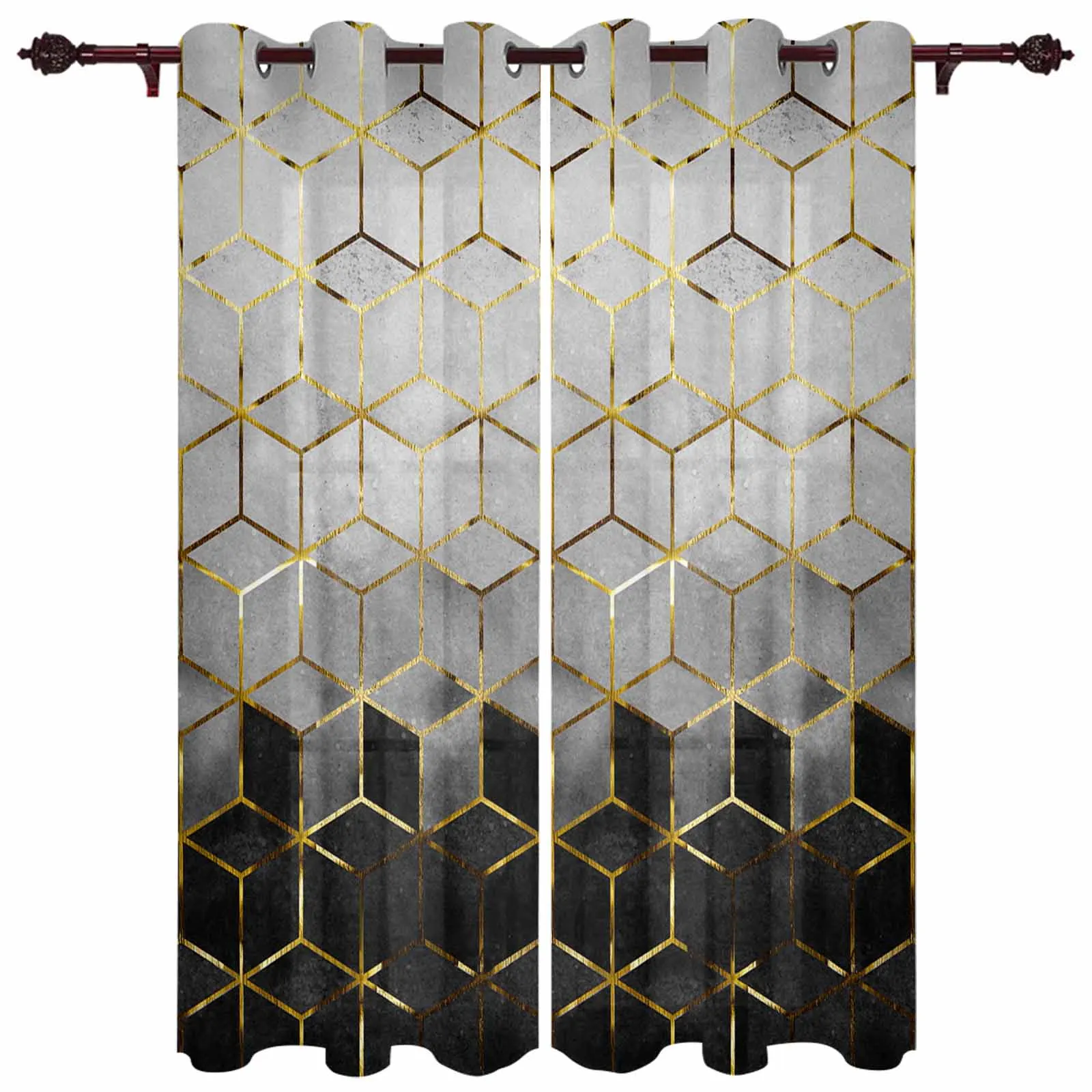 Abstract Art Grey Stereoscopic Geometric Curtains for Living Room Hotel Decor Window Treatment Luxury Drapes In Home Bedroom