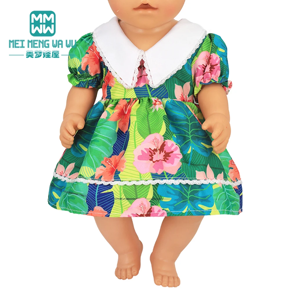 Roupas casuais para boneca, acessórios boneca americana, vestido dos desenhos animados, apto para 43cm boneca recém-nascida