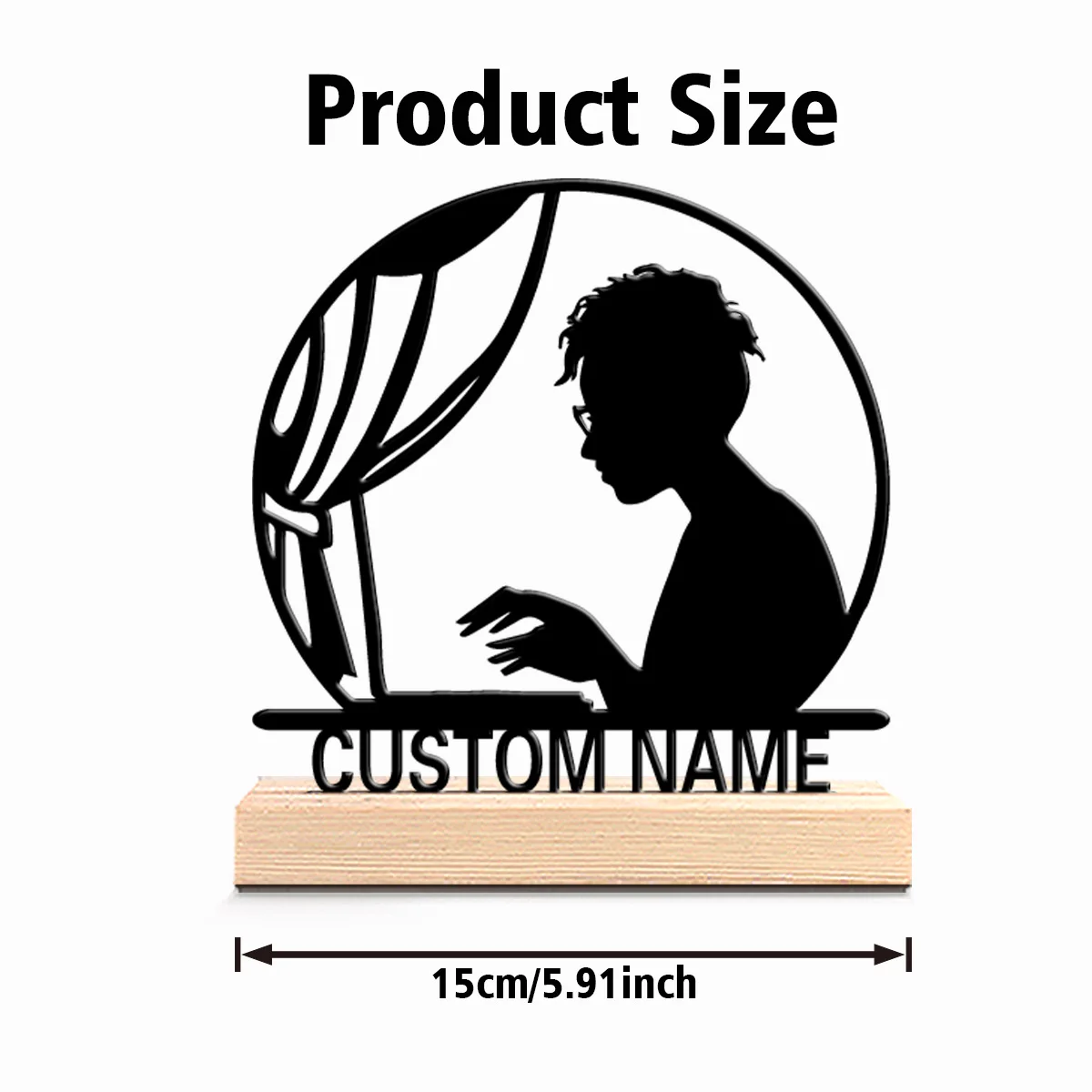 1pc Fun Personalized Custom Work Metal Statues  Wooden Base Wall Decor for Living Room Office Modern Industrial Home Style
