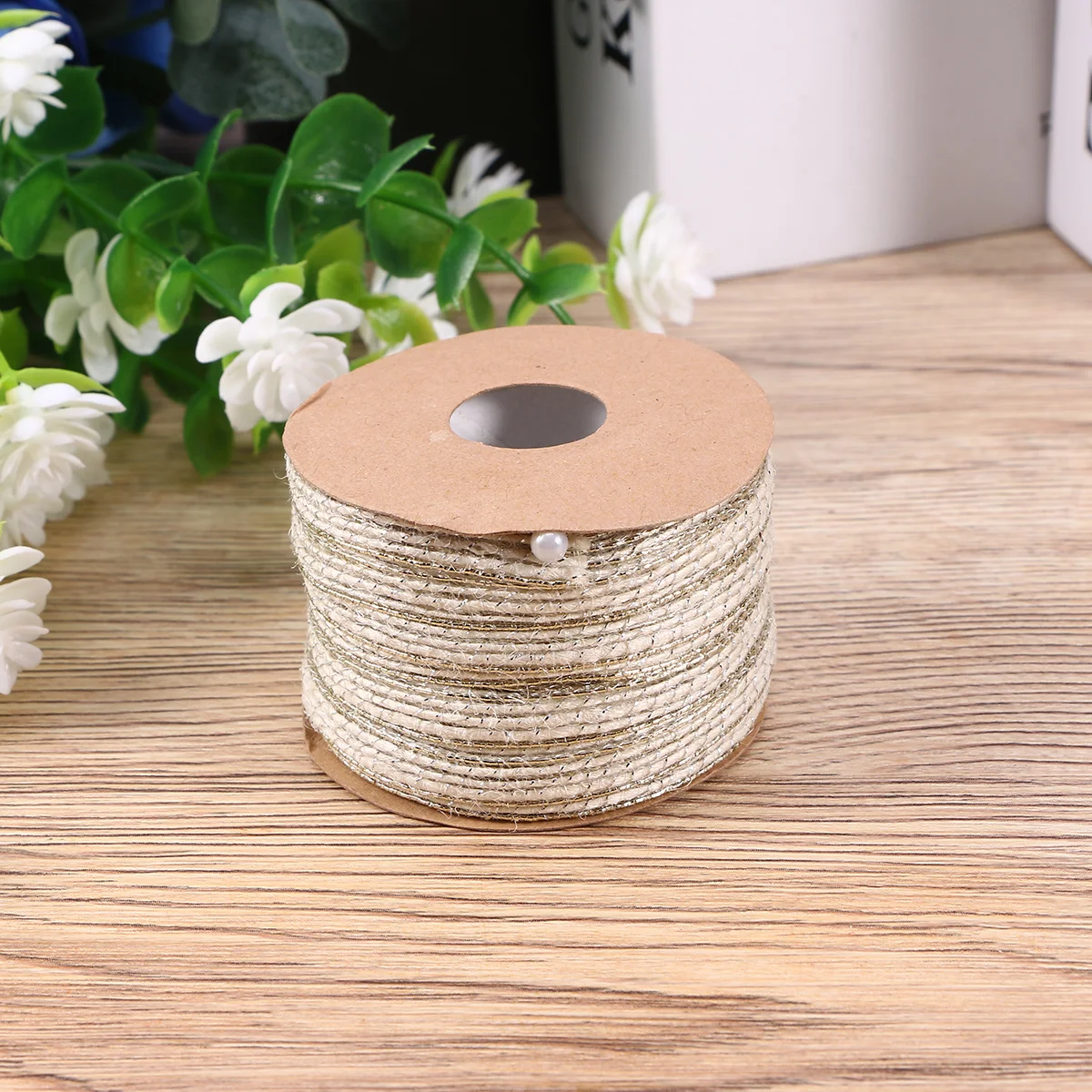 Colored Braided Rope Weaving Webbing Home DIY Craft Fishing Line Pattern Burlap Ribbon (10m, White) jute webbing