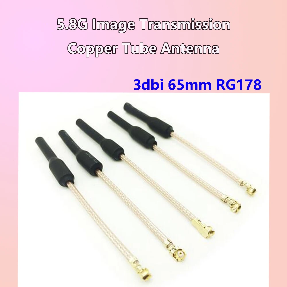 5 Stuks 5.8G 3dbi Beeldtransmissie Koperen Buis Antenne Rg178 Micro 65Mm Voor Rc Fpv Racing Freestyle Tinywhoop Drones Diy Onderdelen