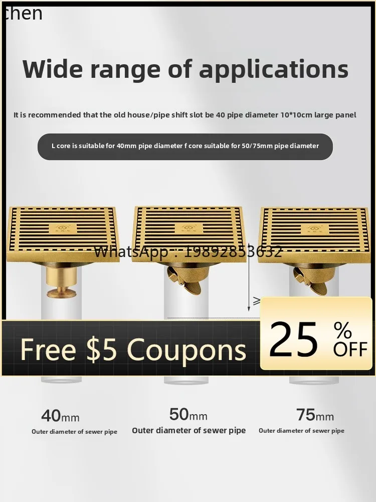 

brushed all copper deodorant washing machine dual-purpose shower bathroom rectangular invisible