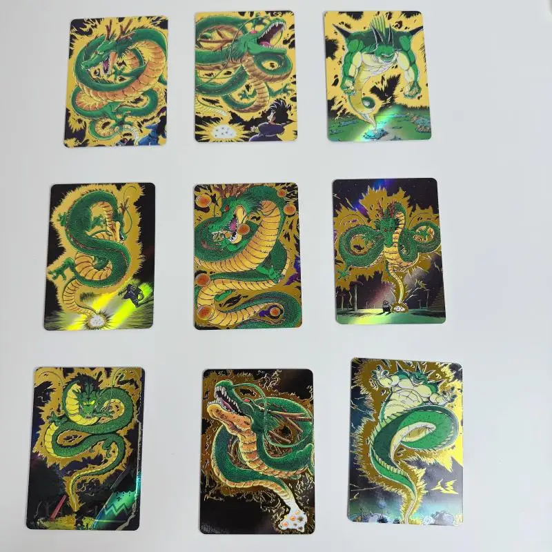 9 Sheets Flash Card Shenron Son Goku Dragon Ball Diy Refractive Hot Stamping Series Anime Collection Action Toy Figures Gifts