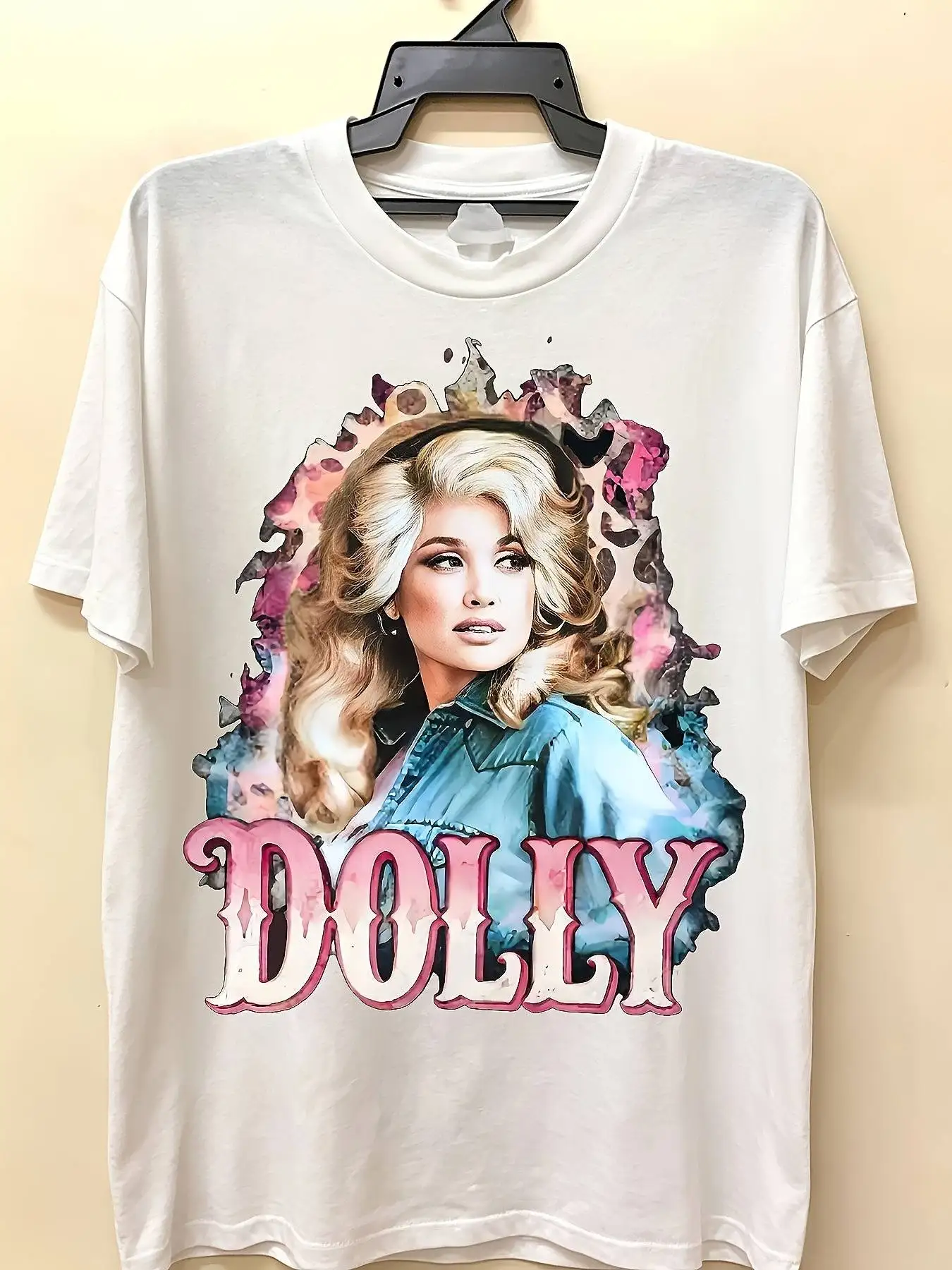 Women's Retro Print 80's Dolly Neutral T-shirt, Soft Four-season Casual Streetwear Basic Versatile Four-season Style, Affordable Daily Wear, The Perfect Gift for Fans and Lovers