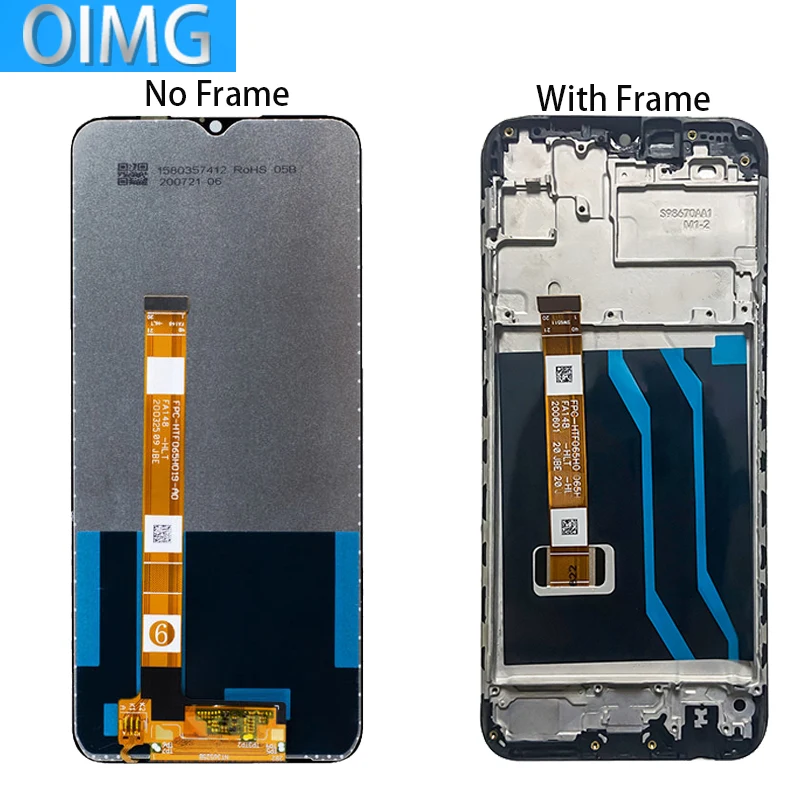 Écran tactile LCD de remplacement avec châssis, pour OPPO Realme C3, RMX2027, RMX2021, RMX2020