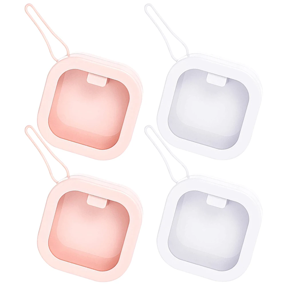 

4pcs Storage Box Hair Tie Organizer Jewelry Case Travel Portable Makeup Accessories Holder White Pink Included