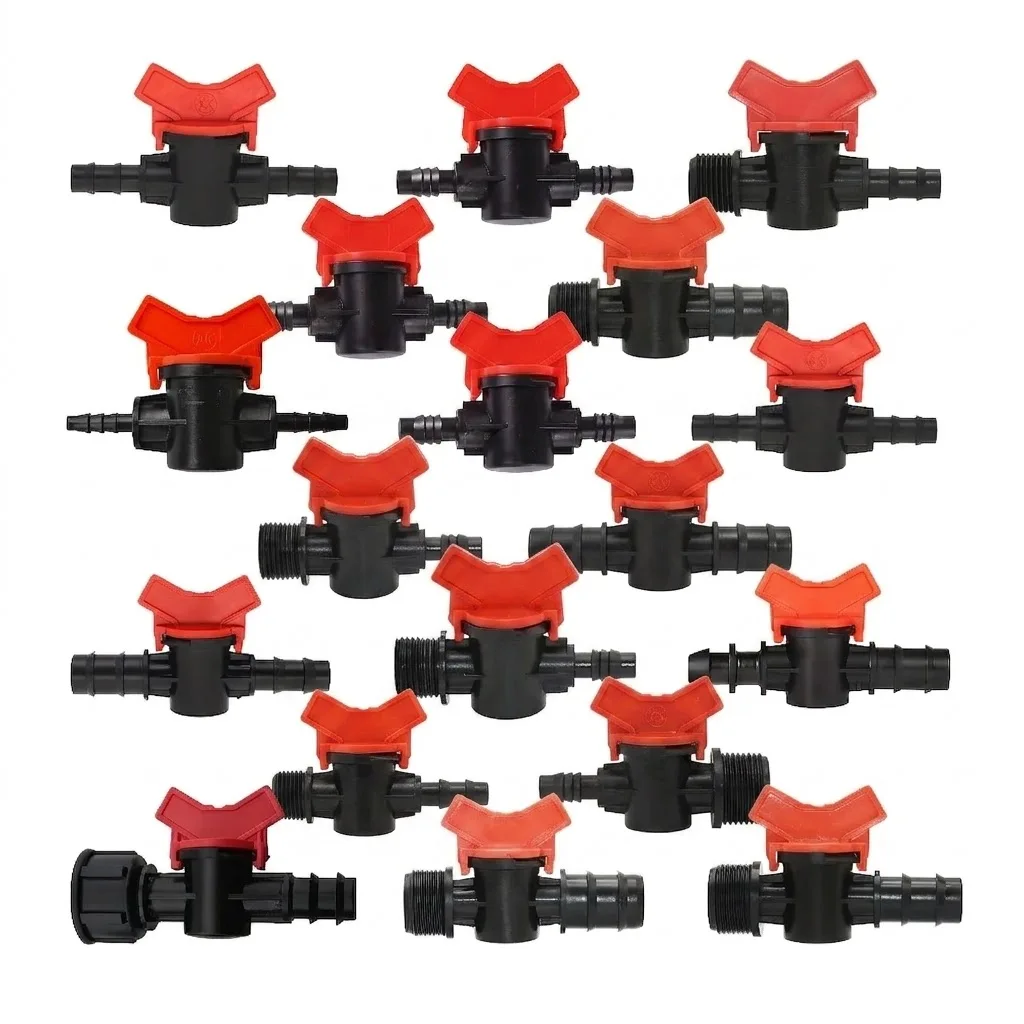 4/8/10/12/16/20/25mm Hose Barbed Mini Valve Garden Tap Barb Connectors 1/2 3/4 Inch Thread Drip Irrigation System Fitting