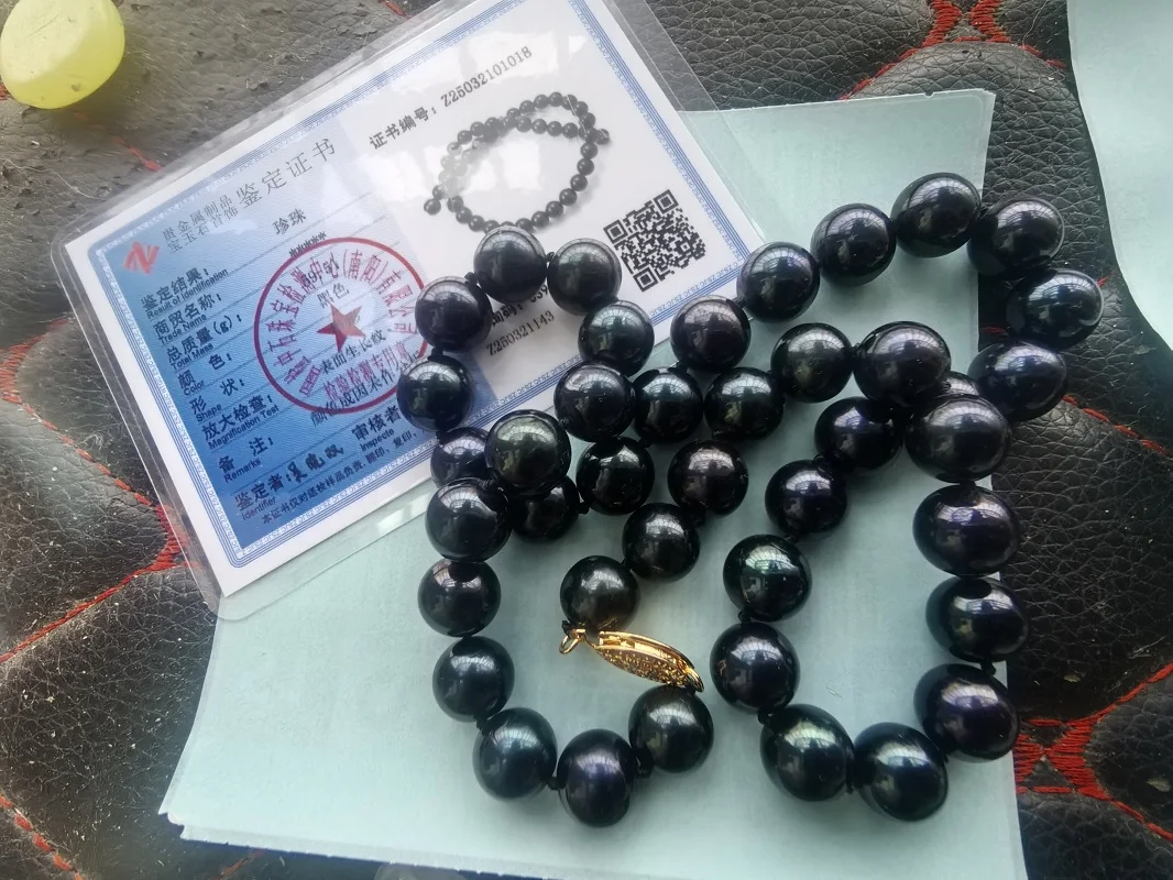 

Beautiful black mixed color pearl necklace AAA10-11mm natural Tahiti necklace 16/18/20 inches 925s