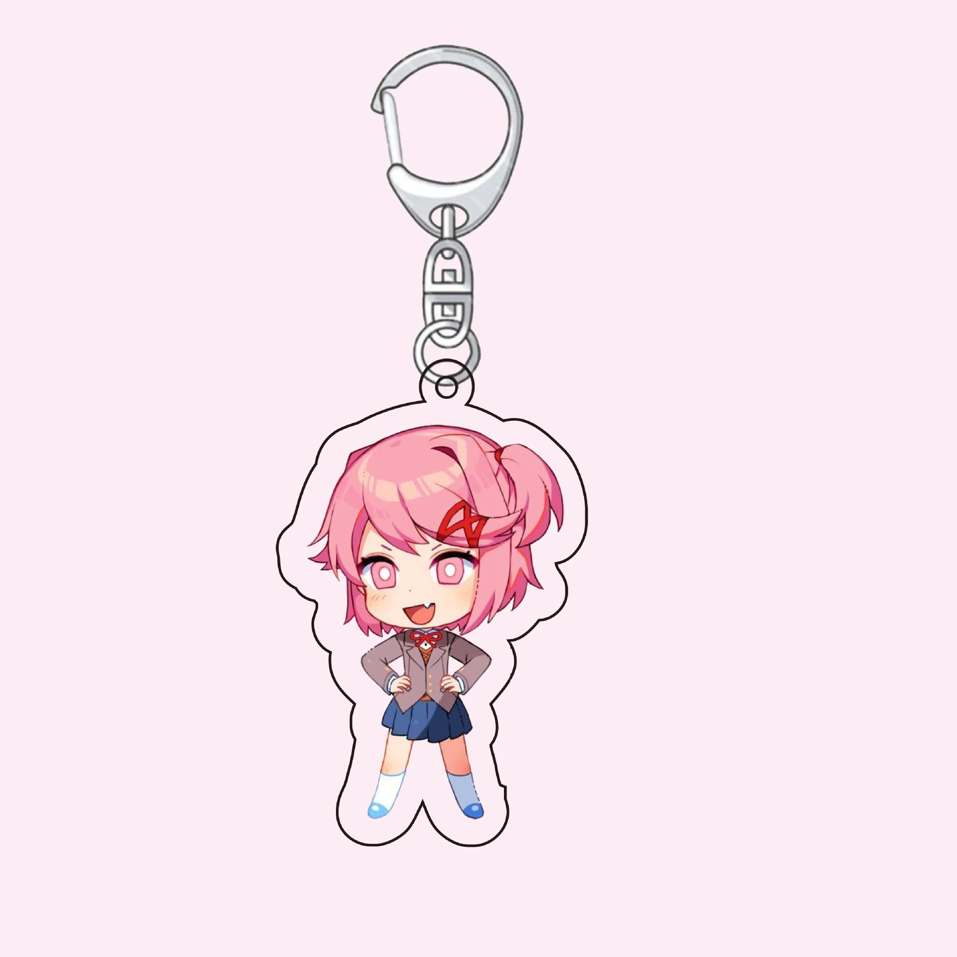 Hot Anime Doki Doki Literature Club Plus!  Q Edition Fashionable Acrylic Figures Keychain 6cm Gifts backpack pendant