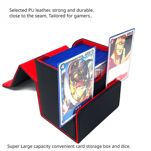 Imagen 2 del producto Más de 100 tarjetas comerciales, caja de almacenamiento de tarjetas con cierre magnético de cuero, protectores de tarjetas mágicas aptos para tarjetas deportivas YuGiOh MTG