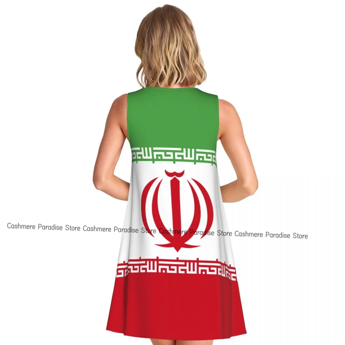 Vestidos de verão para mulheres vestido casual sem mangas bandeira do Irã regata vestidos de verão com bolsos