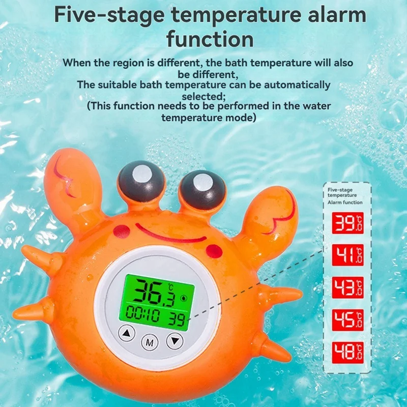 Kids Bath Thermometer With Room Temperature Tri-Color Backlit Display Fahrenheit And Celsius Safety Floating Bath Toy