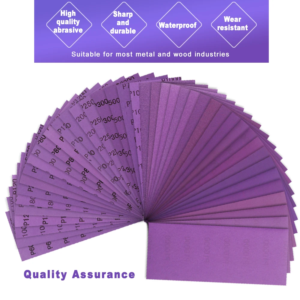 10 Pieces Purple Square Sandpaper 230*93mm Wet and Dry Sanding Paper for Automotive Polishing Paint Maintenance Grinding Tools