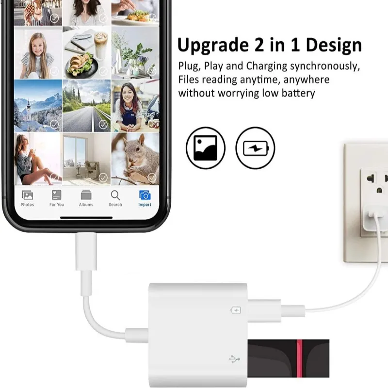 OTG Adapter Lightning To USB 3.0 Fast Charge Cable For iPhone 14 Pro Max 13 12 11 X XS XR 8 USB C Splitter Type C Data Convertor