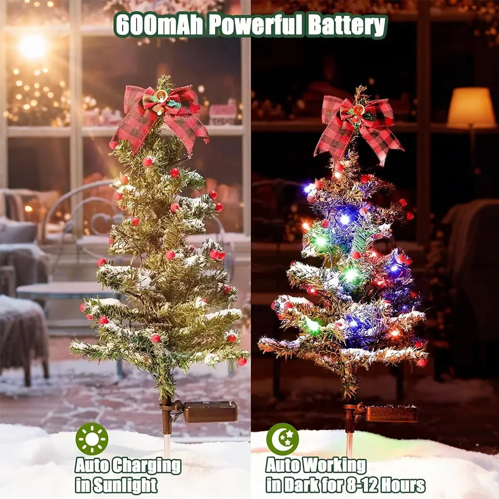 2PCS Weihnachten Baum Solar Lichter LED Garten Lampe Im Freien Wasserdichte Rasen Landschaft Urlaub Party Rasen Dekorationen Boden Lichter