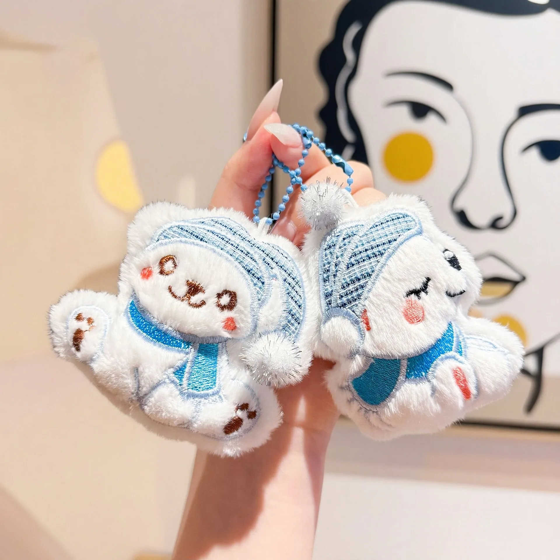 Ins Little Dog Plush Keychain Cute Girl Backpack Shoulder Bag Shopping Bag Keychain Cartoon Kawaii Student Schoolbag Keychain
